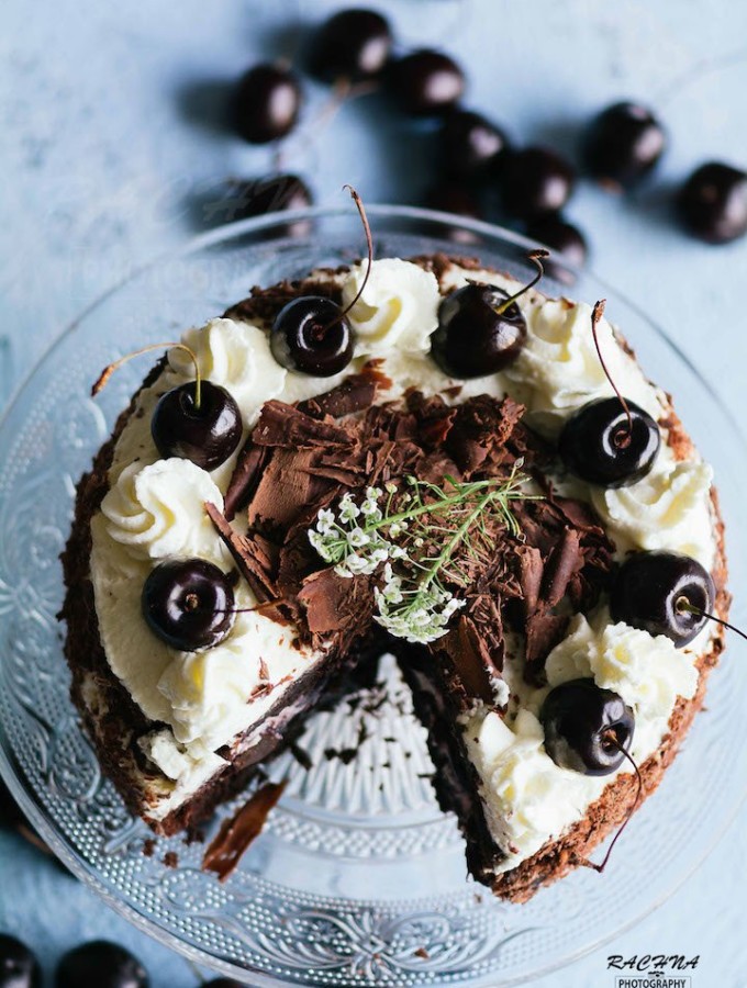 Eggless black forest cake