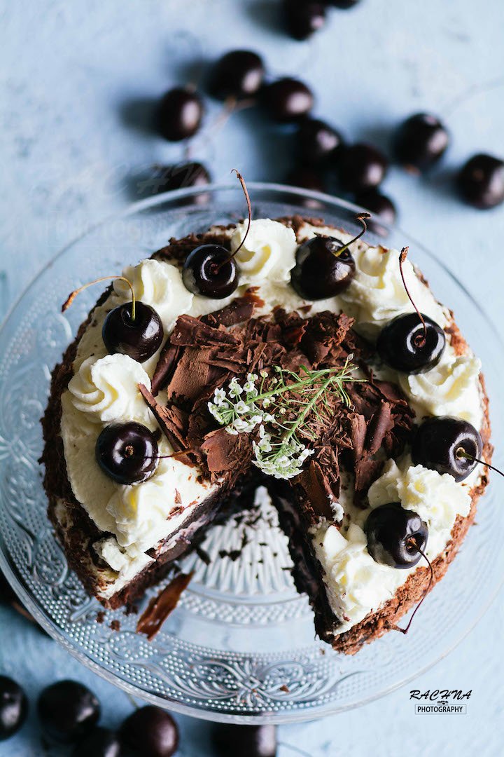 Eggless black forest cake