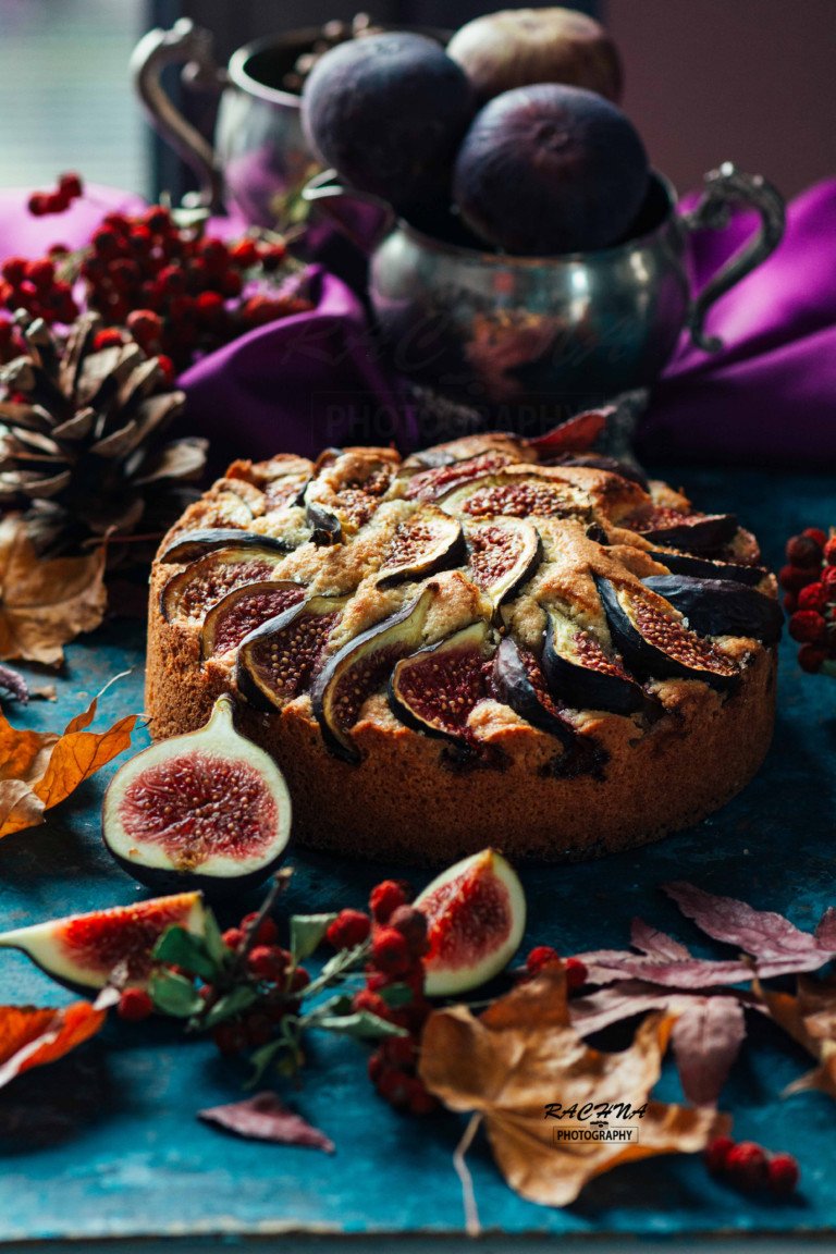 Chocolate sponge cake with honey caramel mascarpone and figs recipe