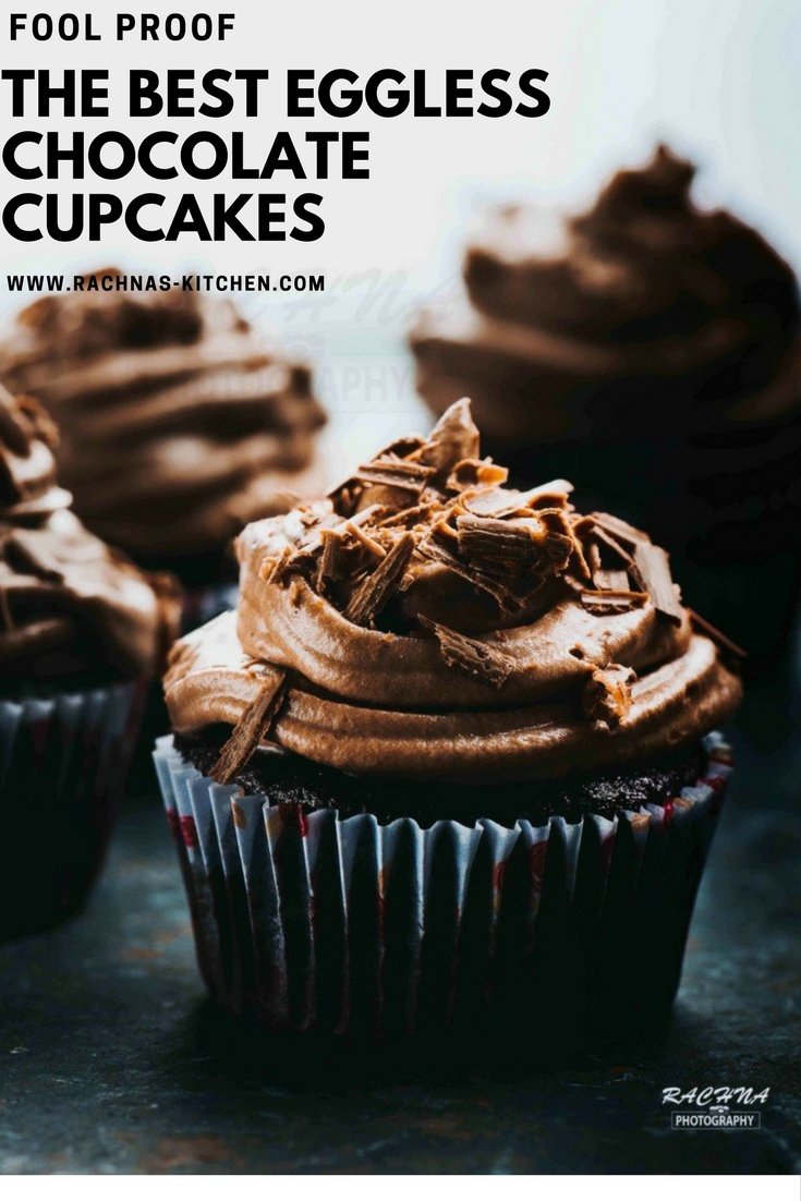Eggless Chocolate cupcakes with whipped cream cheese frosting 