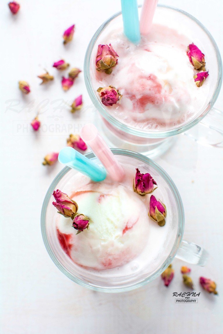 Rhubarb rose ice cream floats recipe 